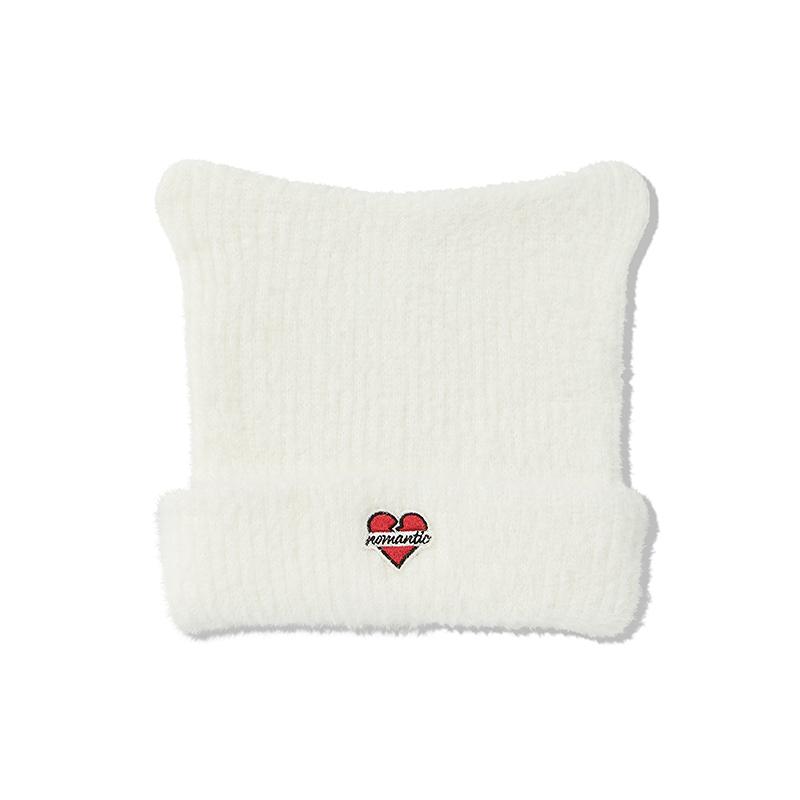 노맨틱 모헤어 캣 비니 화이트