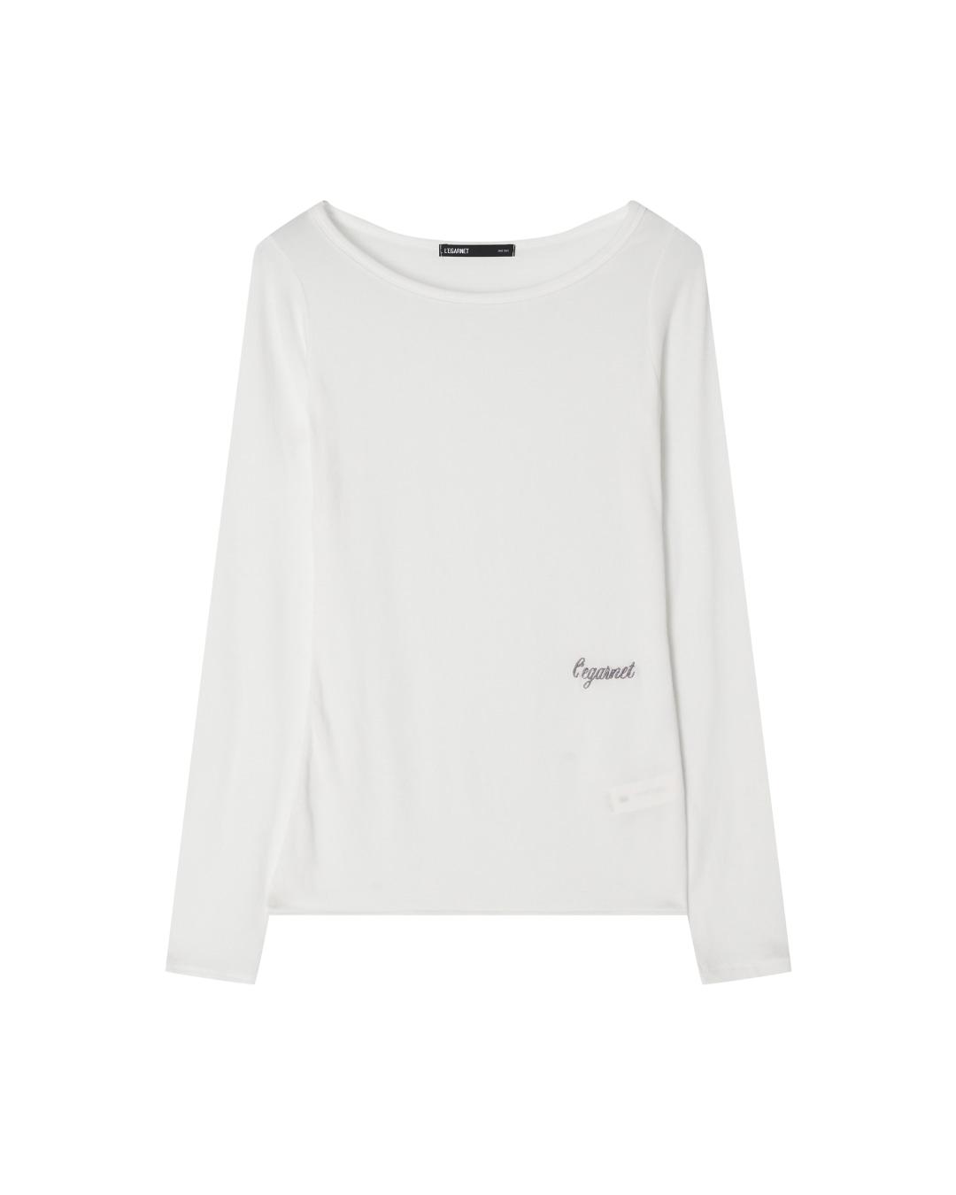LILY TENCEL BOAT NECK  LONG SLEEVE_WHITE