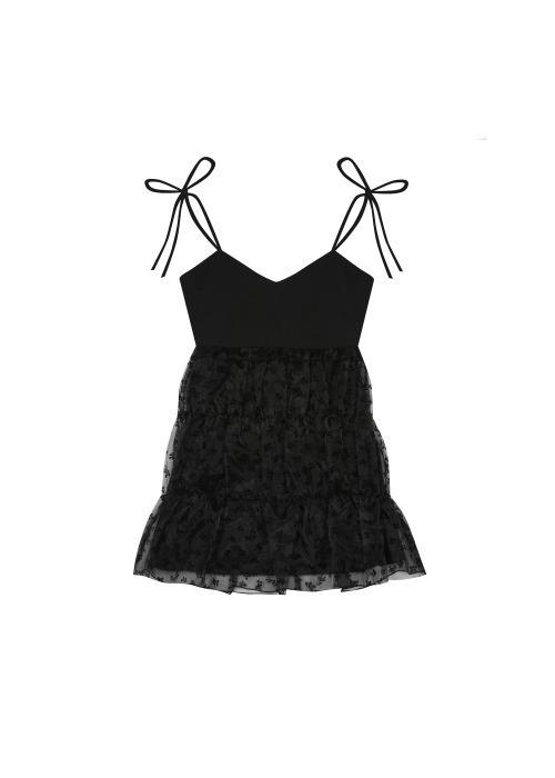 [4/17 예약발송] NYLON SHA RIBBON LAYERED DRESS (BLACK)