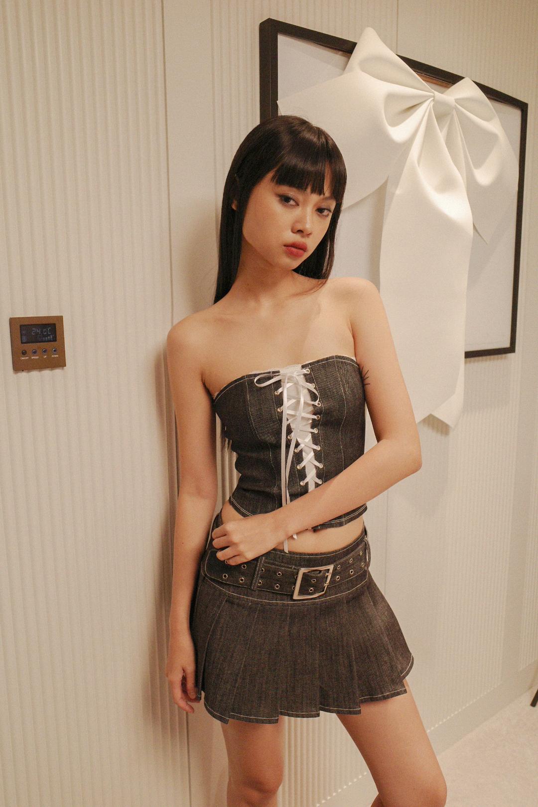 DENIM CORSET TOP (BLACK DENIM)