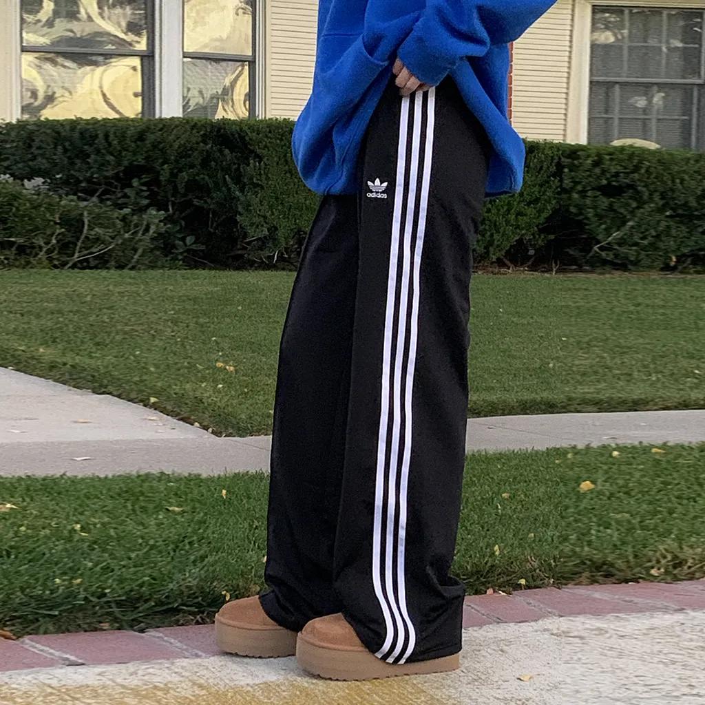 아디다스 여성 걸즈 아디컬러 블랙 일자핏 세미와이드 트랙 팬츠