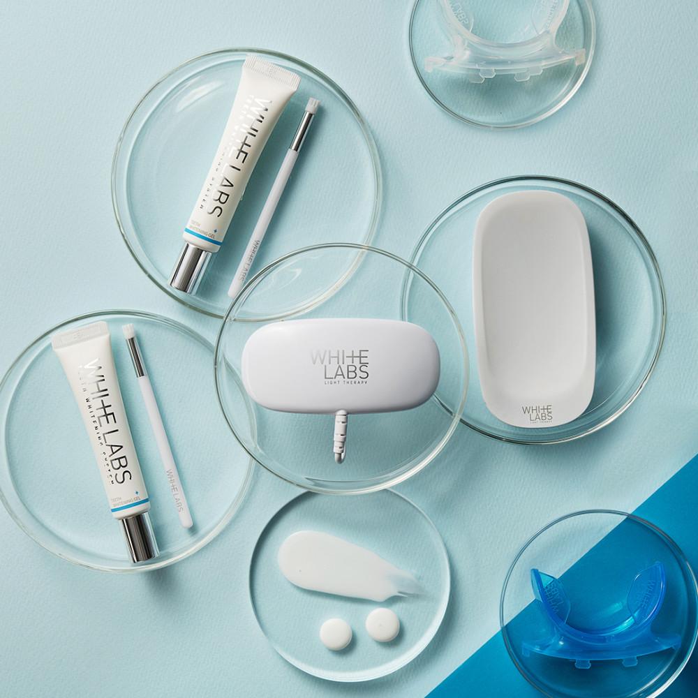 화이트랩스 치아미백기 LED 셀프 자가 치아미백기계 & 치아미백젤 세트 (2인용)
