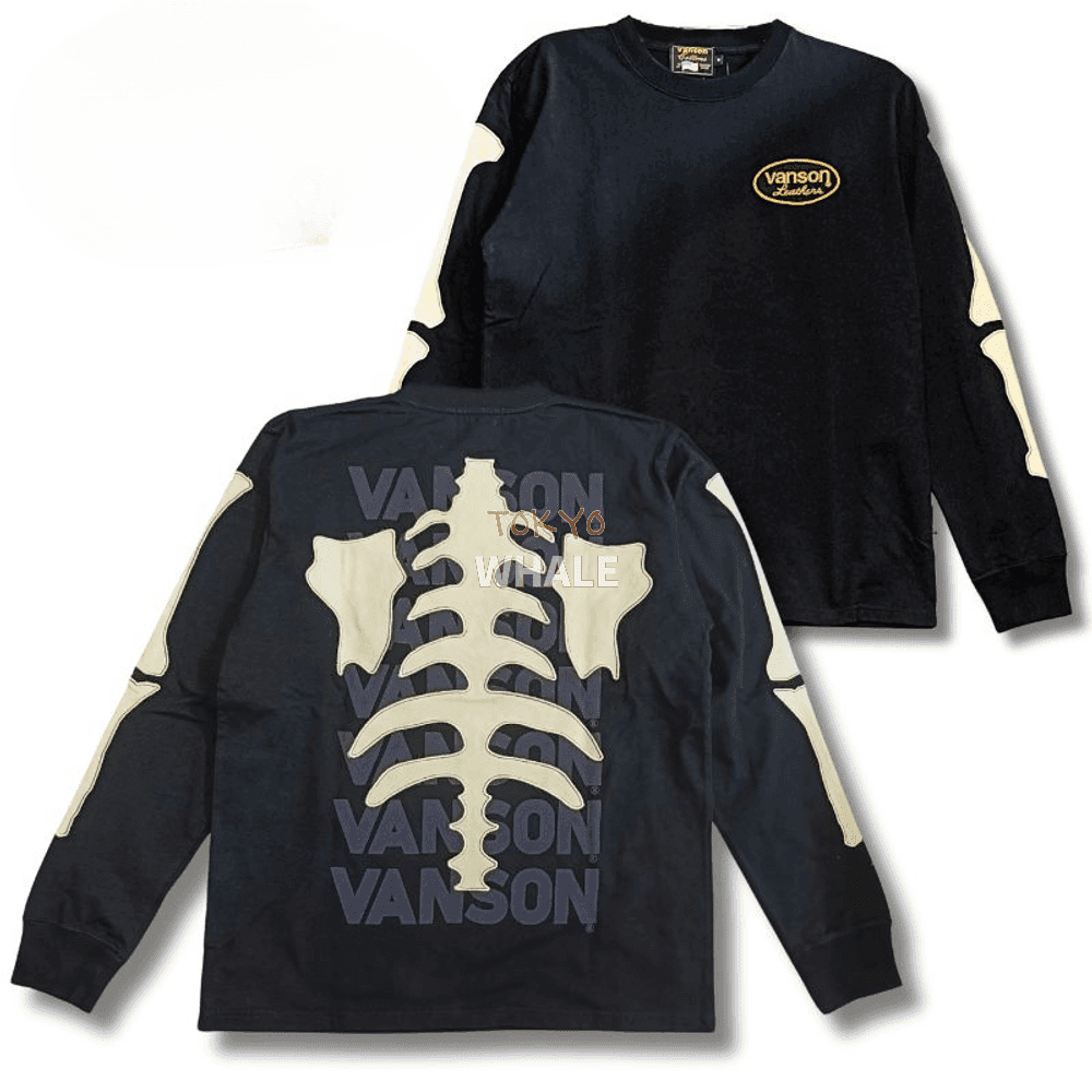 VANSON 밴슨 긴팔 티셔츠 본 디테일 뼈 NVLT-2414