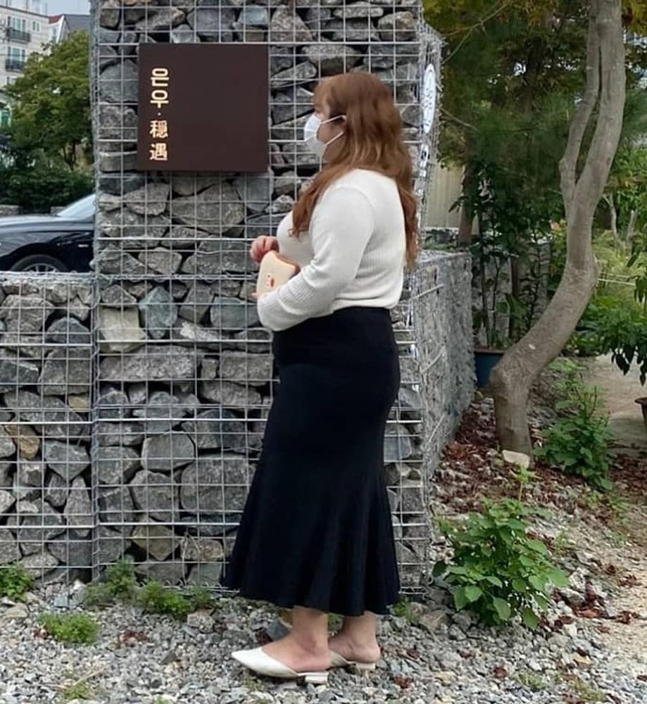 빅사이즈 청순 한방울 머메이드 스커트 (F-38)