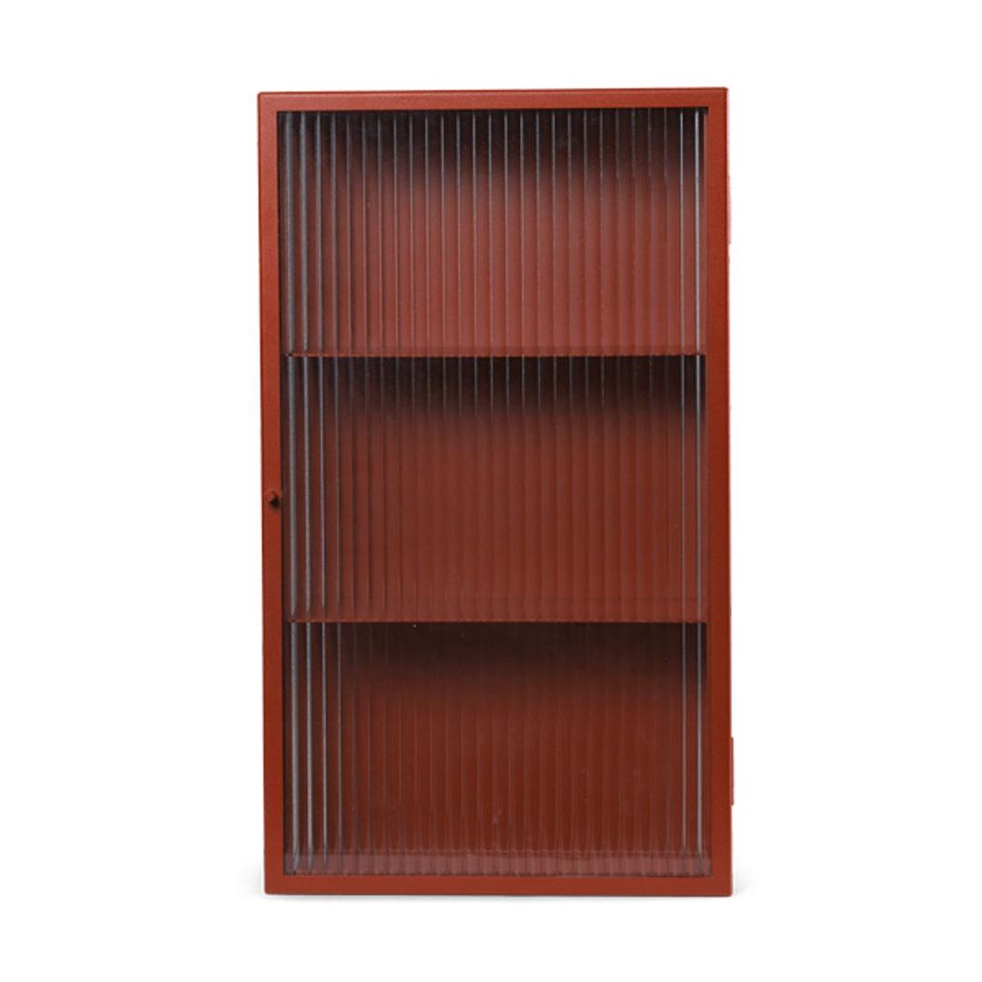 haze wall cabinet reeded glass oxide red