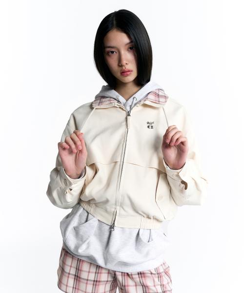 치크체크 블루종 자켓 [아이보리]