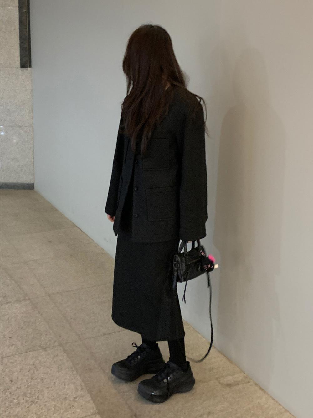 [리어스 제작] 레체 울 스커트 (black)