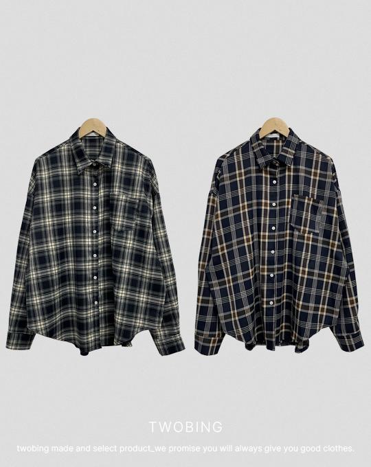 투빙 헤리티지 오버핏 체크 셔츠 - 2 color