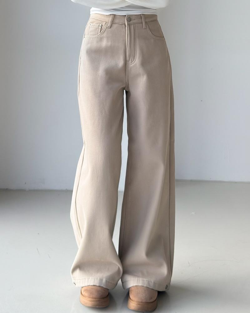 [겨울/기본템] 밑단 스냅 버튼 하체커버 기모 와이드팬츠