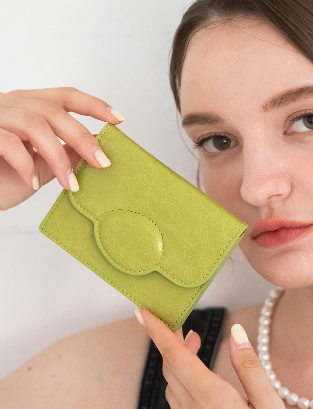 pebble cardwallet _ Crack Lime (이태리소가죽)