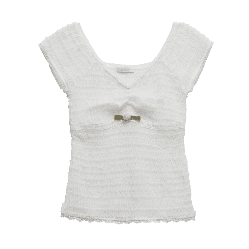 [HETIT] Rose Shirring Top (White)
