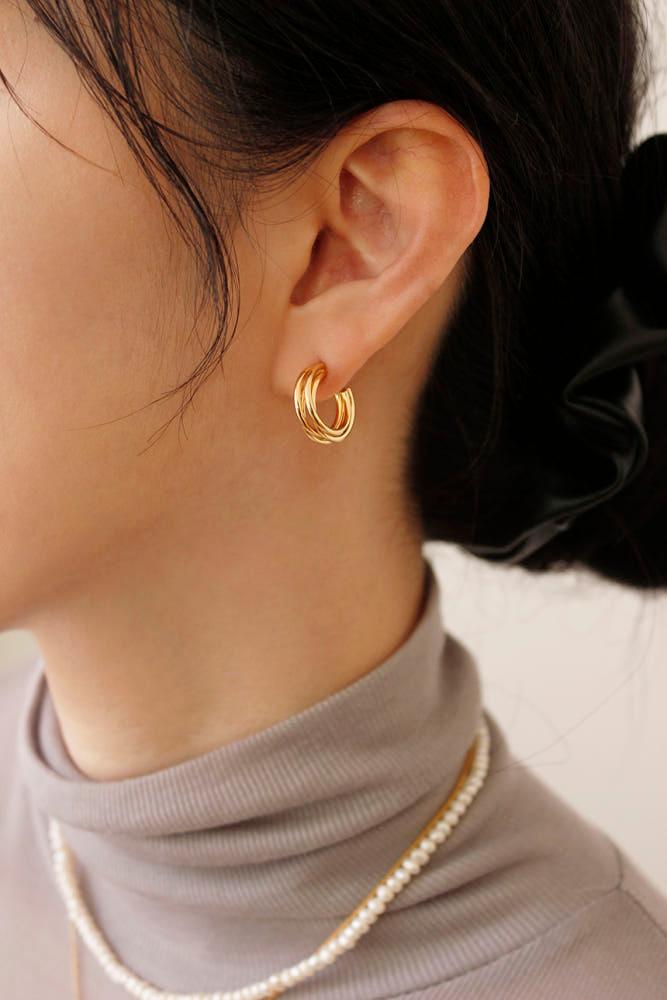 러브유어셀프 실버925 믹스 링 볼드 귀걸이