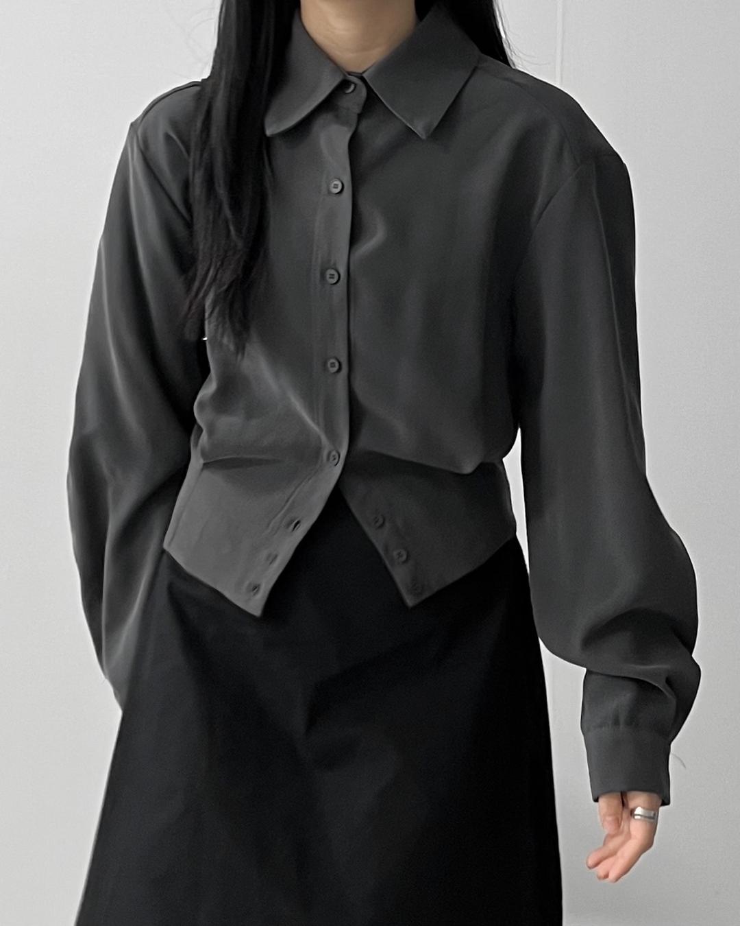 보아 미니멀 크롭 셔츠