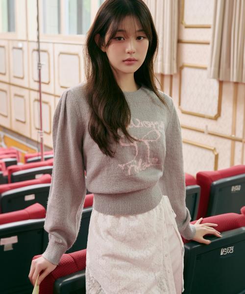 ROLA RIBBON PUFF SLEEVE KNIT GRAY