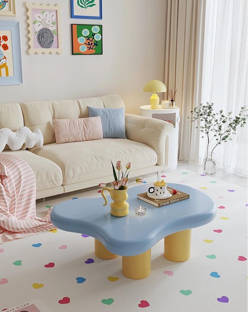 히포슈슈 솜사탕 블루 옐로우 구름 거실 테이블