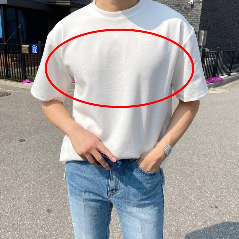 어깨넓어보이는 남자오버핏반팔 안비치는 흰티 10수 두꺼운 레이어드 반팔티