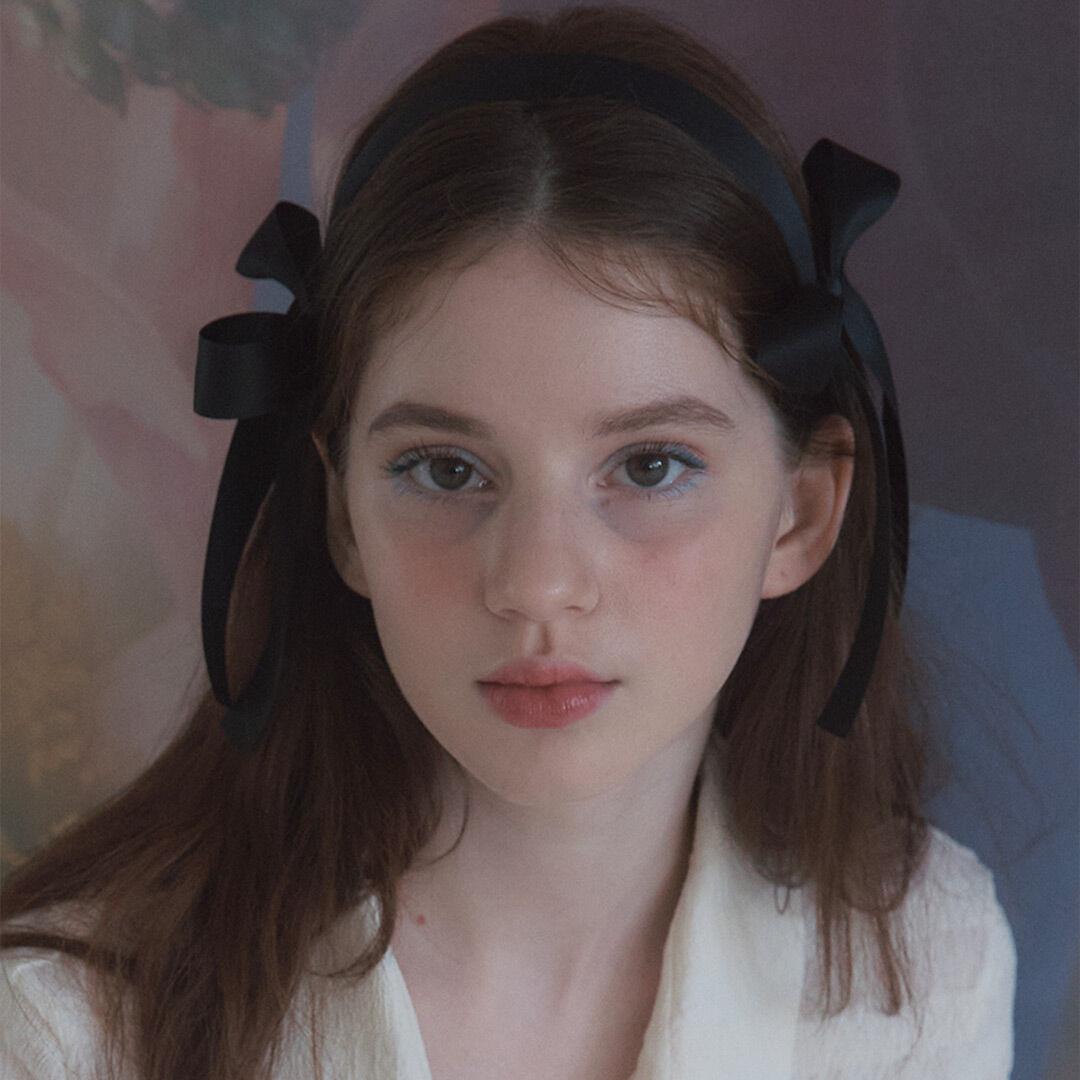 더블 리본 사틴 헤어밴드