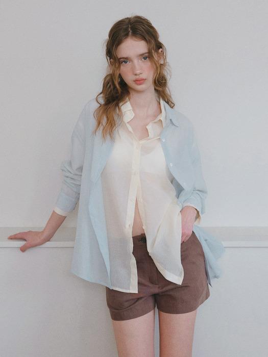 텐셀 스트라이프 시어 셔츠_Air Sky