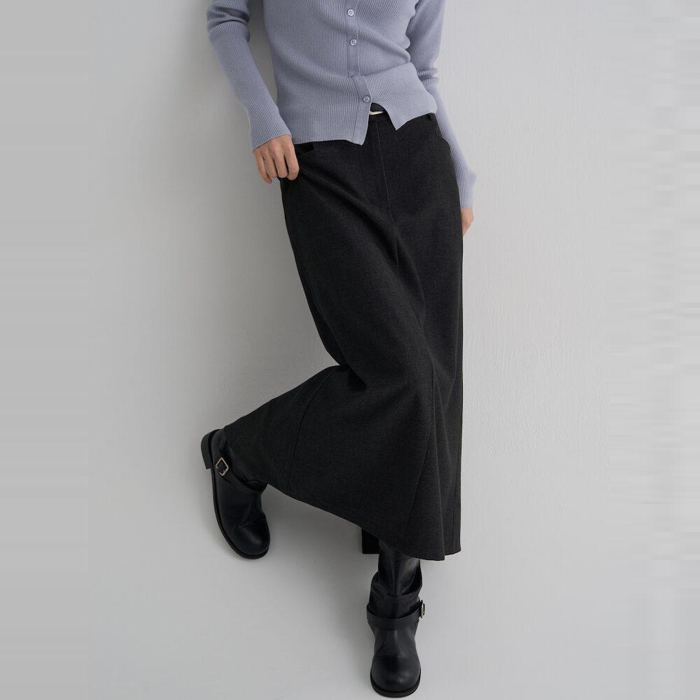 에잇세컨즈 [아가리어터pick]  벨티드 H라인 롱스커트  애쉬 (356127WM24)