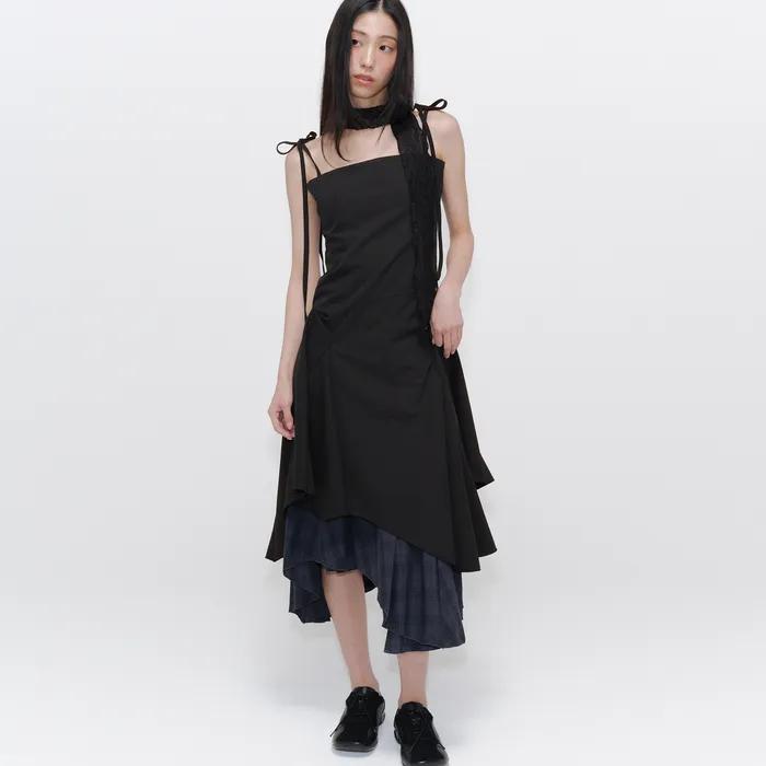 Unbalanced layered one piece BLACK
