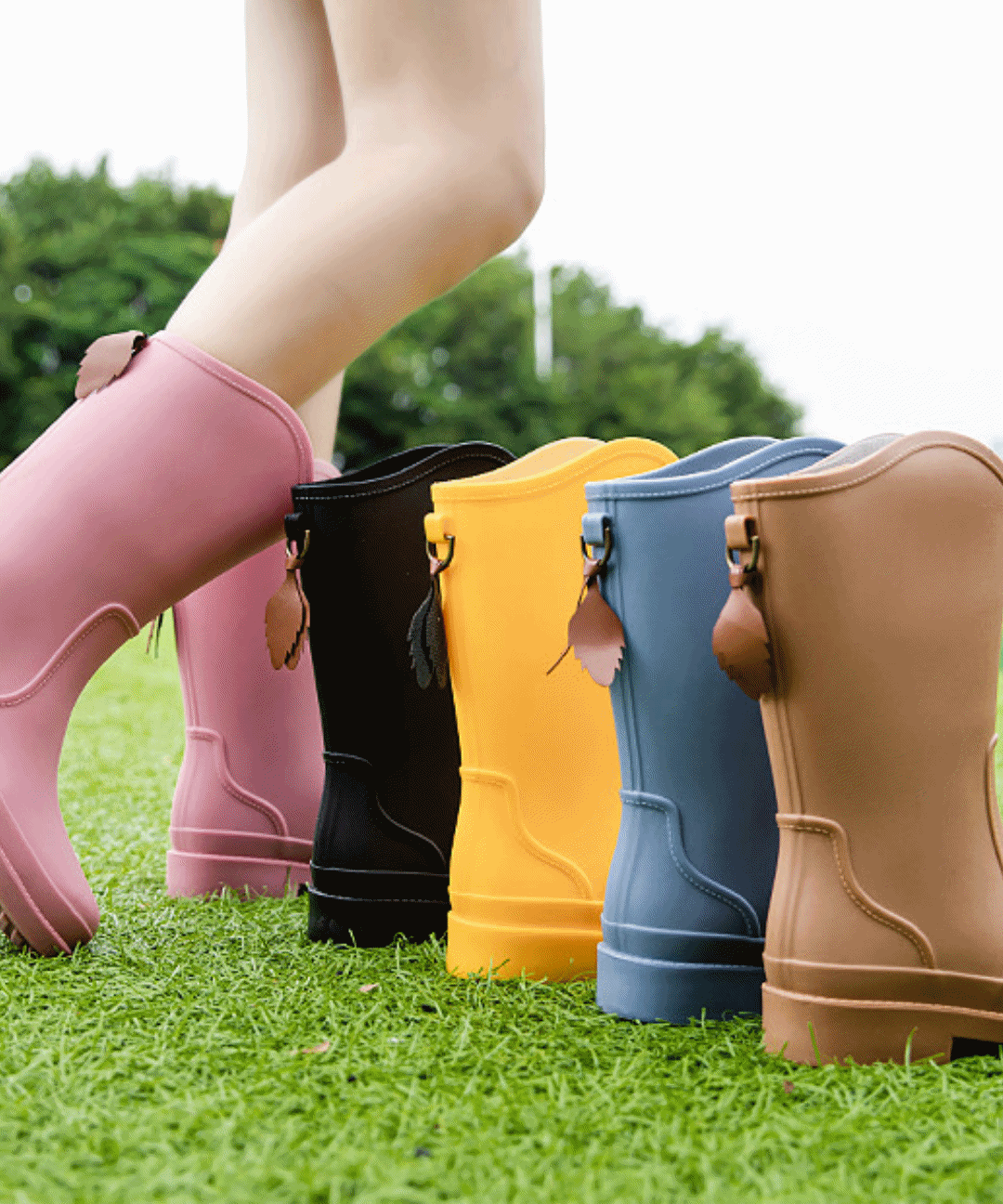 여성 가벼운 장화 미들 레인부츠
