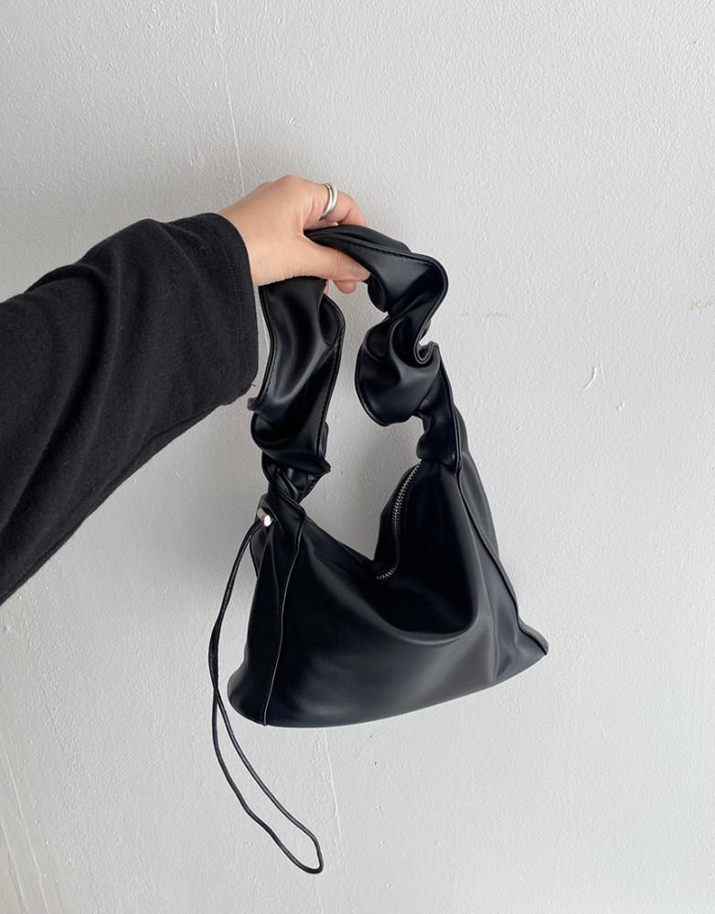 무배 가죽 투웨이 자석여밈 스트링 주름 셔링 스퀘어 미니 숄더 토트백