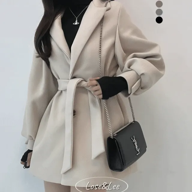 [주문폭주/연말룩추천☃] 세레나 몸매보정 안감 퍼프소매 허리끈 숏코트 겨울코트