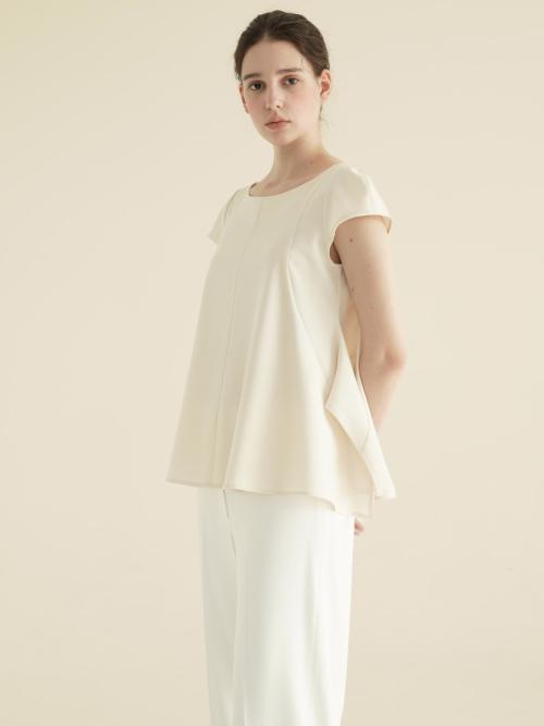 boat neck overlap blouse_cream (2 SIZE)