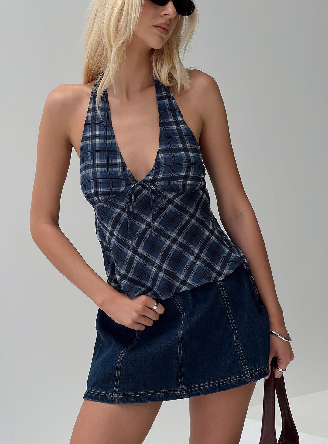 Amalthea Top Blue Check - AU 6 / Blue Check
