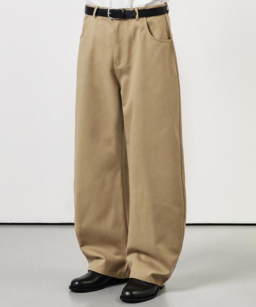 [기모 or 논기모] 커브드 와이드 코튼 데님 팬츠 베이지