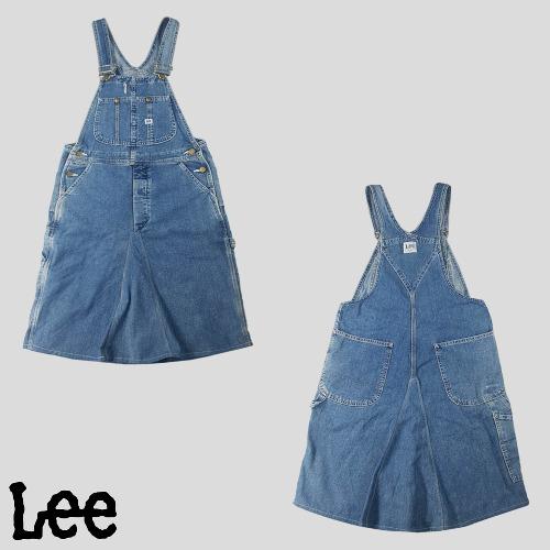 LEE 리 JP 중청워싱 버튼플라이 아메카지 카펜터 데님 멜빵 오버롤 스커트 치마 MADE IN JAPAN 35
