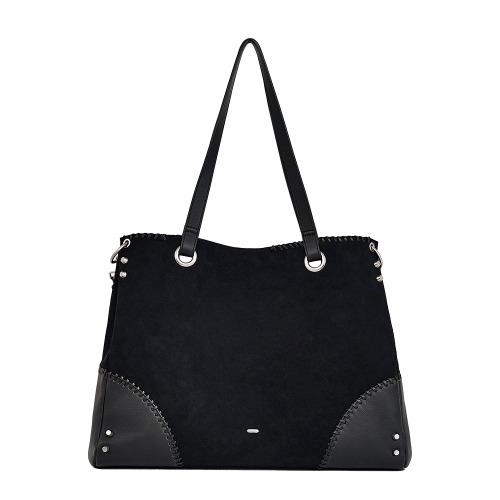 Two-way Suede Boston Bag_Black