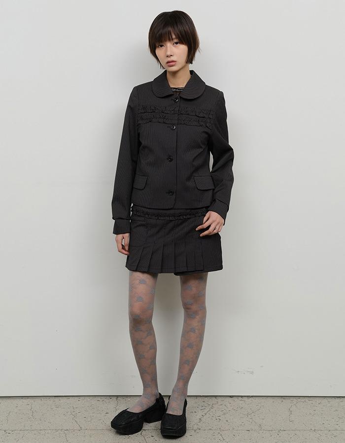 typeservice) Stripe Wrap Skirt [Black]