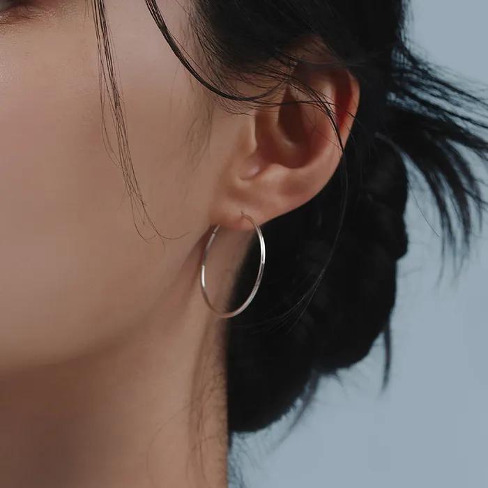 [D.silver925] 글레이즈 파이프 링 귀걸이