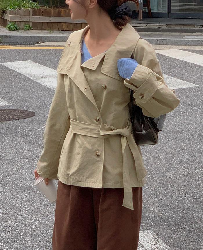 [66-120][벨트세트]더블시크하프 코트