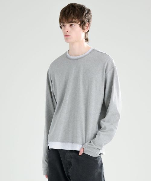 레이어드 핑거 슬리브 멜란지그레이