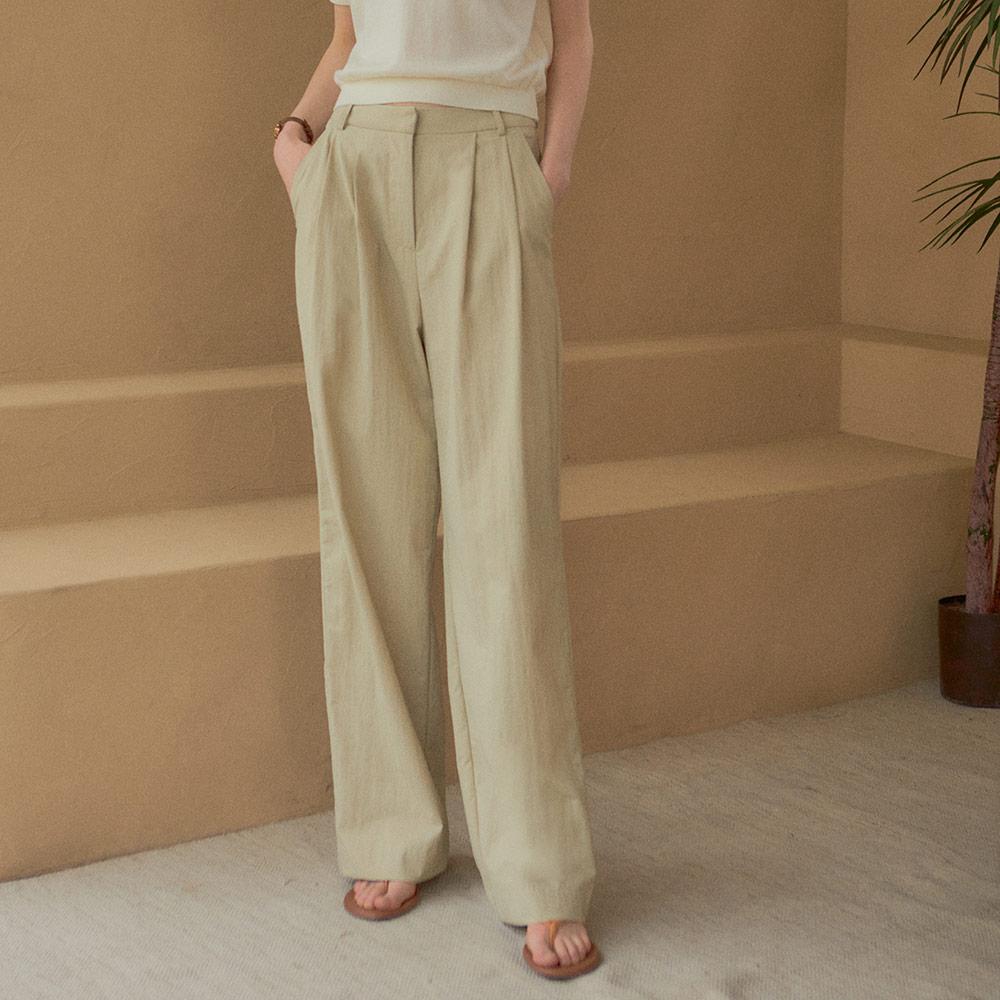 [5/30 예약발송] SIPT7078 투턱 나일론 슬랙스_Beige