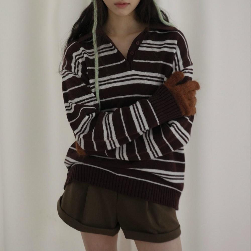 [와인 수욜] 아미먼트 포그 카라 니트 단가라 루즈핏 긴팔 겨울 데일리 3col