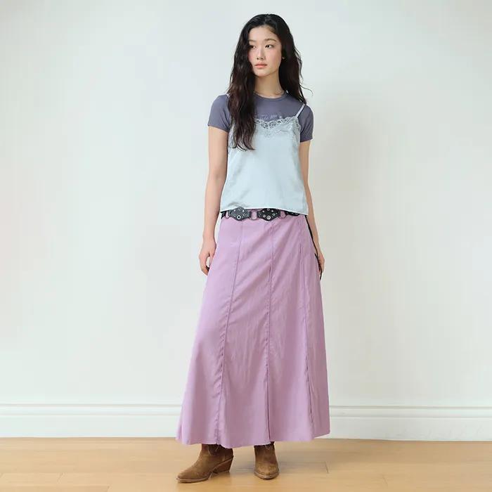 [2차 reorder] Classic Panel Midi Skirt (DUSTY LILAC)