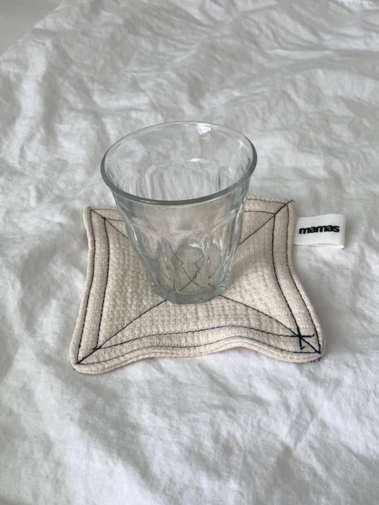 누빔 위빙 패브릭 티코스터 감성 소품  컵받침 홈카페 (2 color)