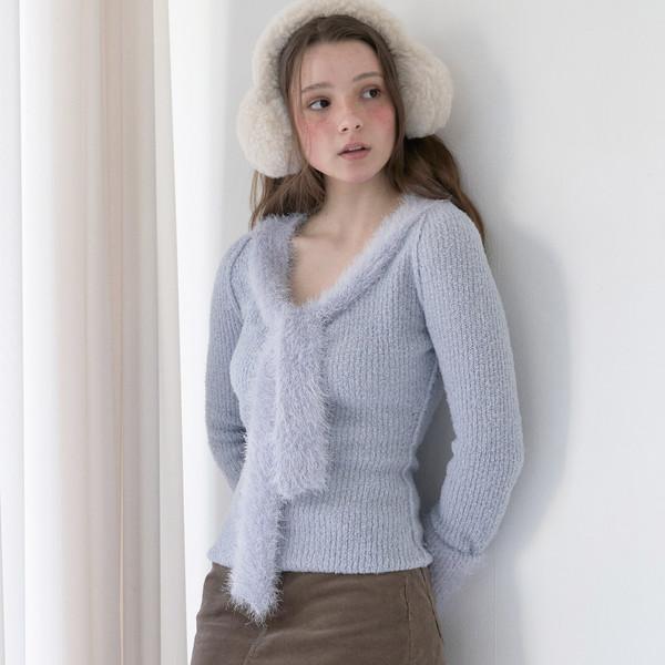 [2nd-order] Iris Scarf Knit Top (Baby Blue)