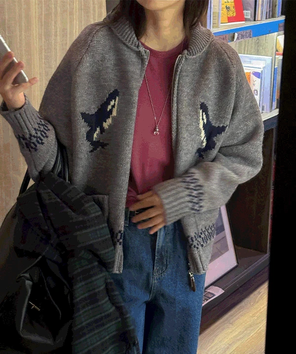 비앙코 돌핀 집업니트 (gray) / 그레이 단독 주문시 당일배송