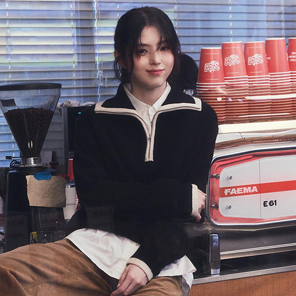 [지오다노] 353914 여 5GG 코튼울 하프집업 스웨터