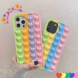 아이폰12/12프로/12프로맥스/12미니/11/11프로/11프로맥스/XR/XS MAX/SE2/8/7/플러스/파스텔 캔디 컬러 하트 푸쉬팝 버블 팝잇 틱톡 톡톡 무지개 뽁뽁이 실리콘 말랑이 꾹꾹이 파빗 커플 예쁜 휴대폰 케이스