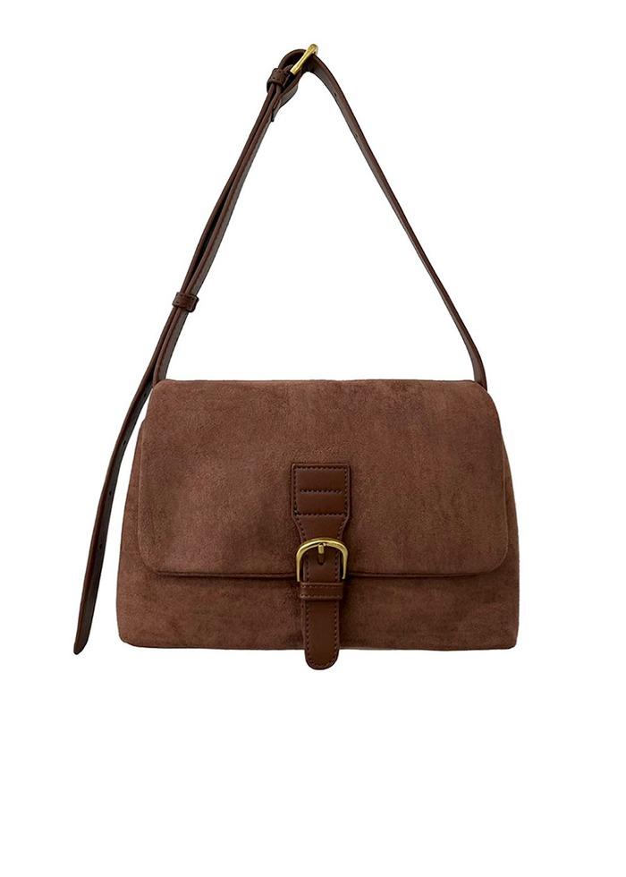 NO.147 CHOCO BROWN VELUA SUEDE SHOULDER BAG