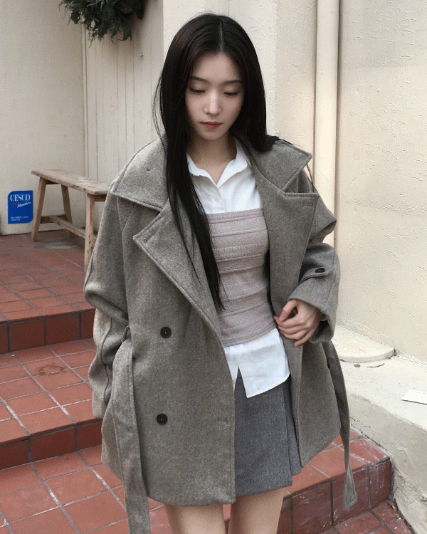 [국내제작/울코트] 메이르 울 하이넥 비죠 반 코트 jk