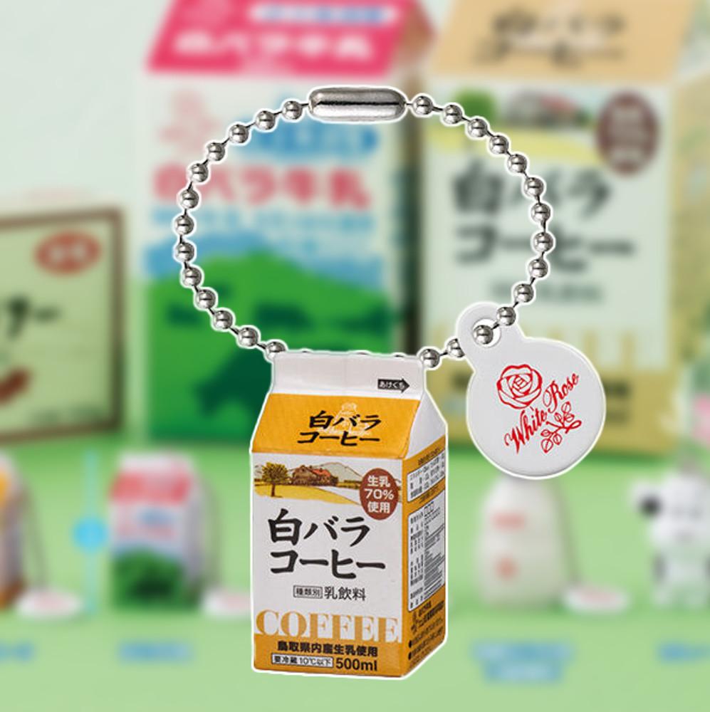 오야마 유업 우유 미니어쳐 가챠 피규어 화이트 로즈 커피