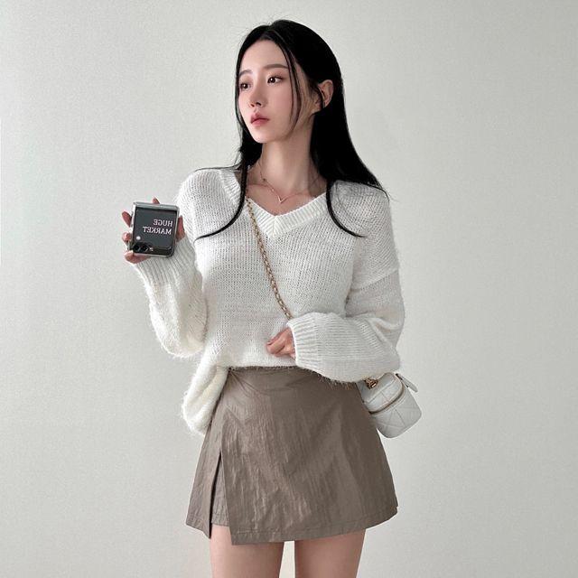 [몸매보정/속바지O] 고스트 나일론 슬릿 치마바지 미니 스커트 - sk_휴지마켓