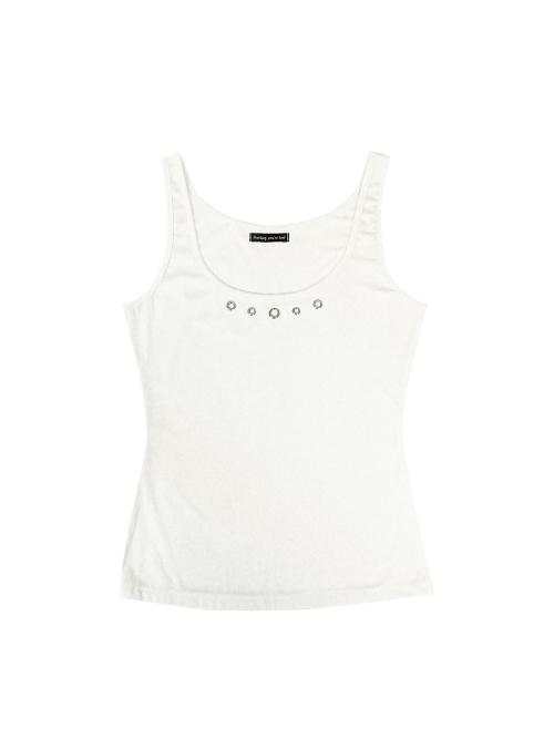 GLOW EYELET SLEEVELESS #PEARL WHITE
