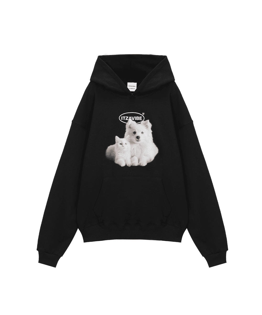 [IBA24UHD01BK] CAT&DOG FRIENDS HOODIE
